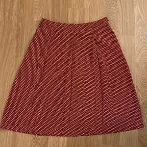 Vintage red and white polka dot midi skirt with pleats